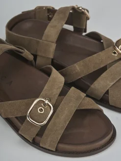 Sale Sandali tacco 1cm camoscio testa Donna Sandali Tacco Basso