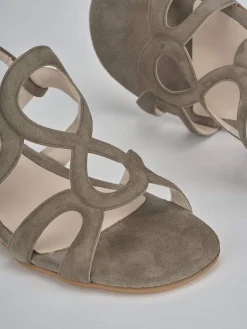 Online Sandali tacco 3cm camoscio Donna Sandali Tacco Basso