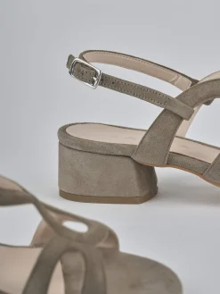 Online Sandali tacco 3cm camoscio Donna Sandali Tacco Basso