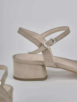 New Sandali tacco 3cm camoscio Donna Sandali Tacco Basso