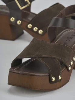 Clearance Sandali tacco 7cm camoscio testa Donna Sandali Tacco Alto