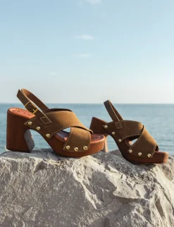 Discount Sandali tacco 9cm camoscio Donna Sandali Tacco Alto