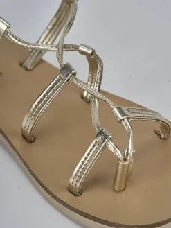 Online Sandali tacco 1cm laminato Donna Sandali Tacco Basso