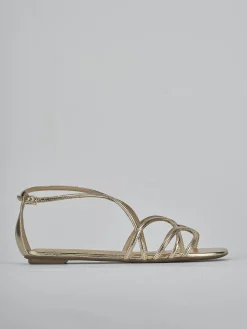 New Sandali tacco 1cm laminato Donna Sandali Tacco Basso