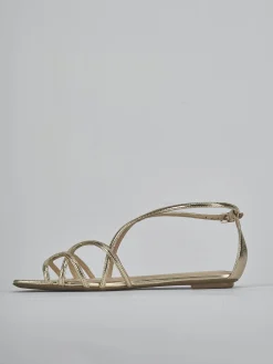 New Sandali tacco 1cm laminato Donna Sandali Tacco Basso