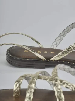 Outlet Sandali tacco 1cm laminato Donna Sandali Tacco Basso