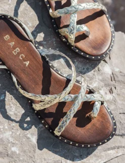 Outlet Sandali tacco 1cm laminato Donna Sandali Tacco Basso