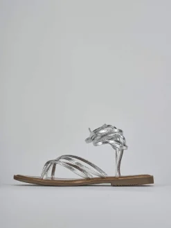 New Sandali tacco 1cm laminato Donna Sandali Tacco Basso