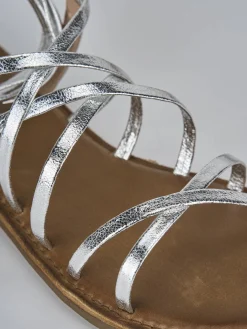 New Sandali tacco 1cm pelle Donna Sandali Tacco Basso