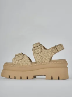 Outlet Sandali tacco 1cm pelle Donna Sandali Tacco Basso