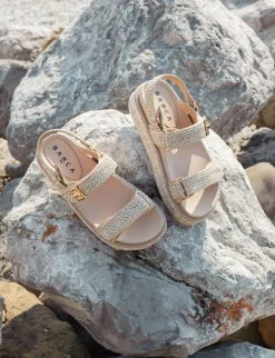 Outlet Sandali tacco 1cm pelle Donna Sandali Tacco Basso