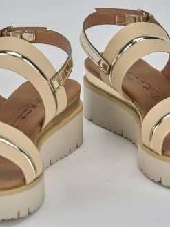 Sandali tacco 3cm pelle Donna Sandali Tacco Basso