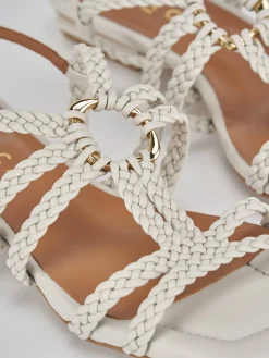 New Sandali tacco 1cm pelle Donna Sandali Tacco Basso