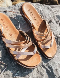 Outlet Sandali tacco 1cm pelle Donna Sandali Tacco Basso