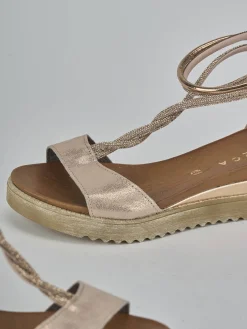 Online Sandali tacco 2cm pelle Donna Sandali Tacco Basso