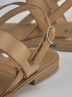 New Sandali tacco 1cm pelle Donna Sandali Tacco Basso