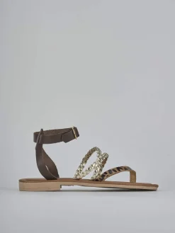 Outlet Sandali tacco 1cm pelle Donna Sandali Tacco Basso