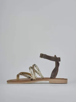 Outlet Sandali tacco 1cm pelle Donna Sandali Tacco Basso