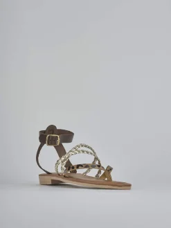 Outlet Sandali tacco 1cm pelle Donna Sandali Tacco Basso