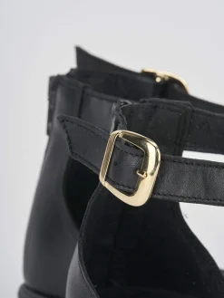 New Sandali tacco 1cm pelle Donna Sandali Tacco Basso