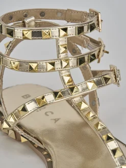 Outlet Sandali tacco 1cm pelle Donna Sandali Tacco Basso