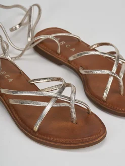 Outlet Sandali tacco 1cm pelle Donna Sandali Tacco Basso