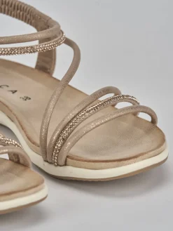 Outlet Sandali tacco 2cm pelle Donna Sandali Tacco Basso