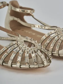 Clearance Sandali tacco 2cm pelle sostenibile Donna Sandali Tacco Basso