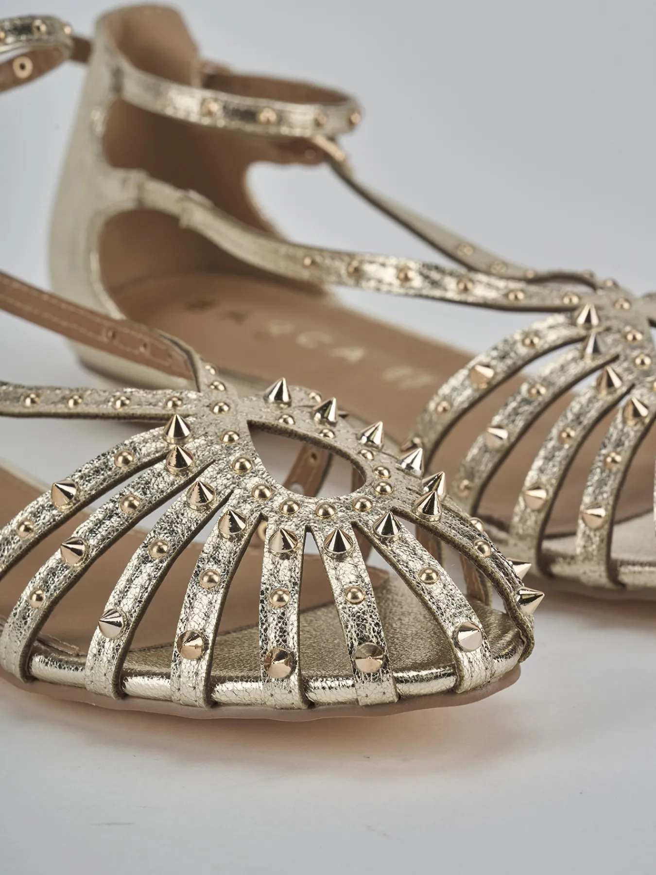 Clearance Sandali tacco 2cm pelle sostenibile Donna Sandali Tacco Basso