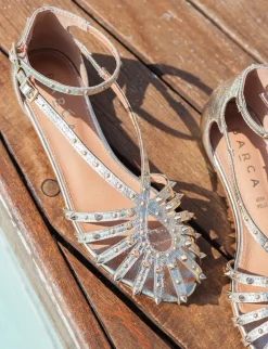 Clearance Sandali tacco 2cm pelle sostenibile Donna Sandali Tacco Basso