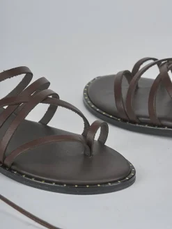 Hot Sandali tacco 1cm pelle testa Donna Sandali Tacco Basso