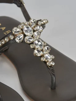 Outlet Sandali tacco 1cm pelle testa Donna Sandali Tacco Basso