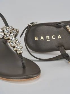 Outlet Sandali tacco 1cm pelle testa Donna Sandali Tacco Basso