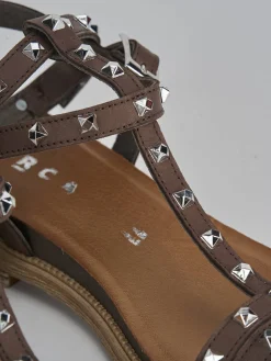 Discount Sandali tacco 1cm pelle testa Donna Sandali Tacco Basso