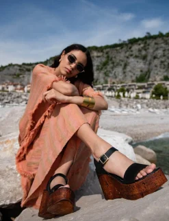 Best Sandali zeppa tacco 10cm camoscio Donna Sandali Zeppa