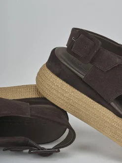 New Sandali zeppa tacco 5cm camoscio testa Donna Sandali Zeppa