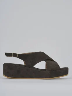 Sandali zeppa tacco 4cm camoscio testa Donna Sandali Zeppa