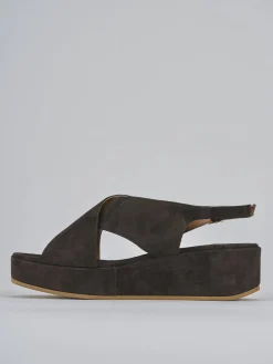 Sandali zeppa tacco 4cm camoscio testa Donna Sandali Zeppa