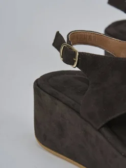 Sandali zeppa tacco 4cm camoscio testa Donna Sandali Zeppa