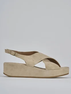 Outlet Sandali zeppa tacco 4cm camoscio Donna Sandali Zeppa