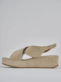 Outlet Sandali zeppa tacco 4cm camoscio Donna Sandali Zeppa