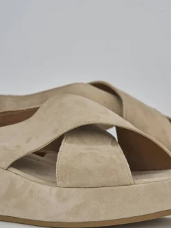 Outlet Sandali zeppa tacco 4cm camoscio Donna Sandali Zeppa