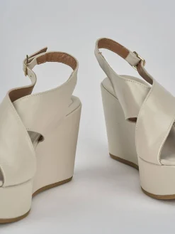 Hot Sandali zeppa tacco 8cm pelle Donna Sandali Zeppa