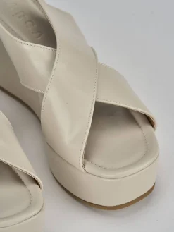 Hot Sandali zeppa tacco 8cm pelle Donna Sandali Zeppa