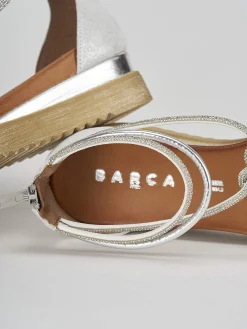 Sale Sandali zeppa tacco 3cm pelle Donna Sandali Zeppa