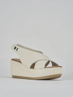 New Sandali zeppa tacco 7cm pelle Donna Sandali Zeppa