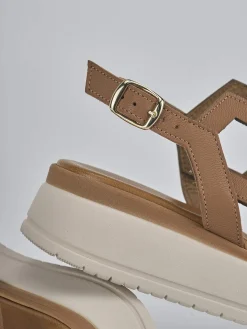 Sandali zeppa tacco 3cm pelle Donna Sandali Zeppa