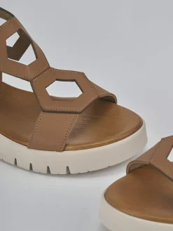 Sandali zeppa tacco 3cm pelle Donna Sandali Zeppa