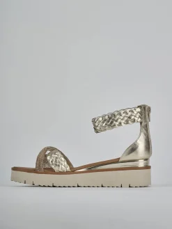 Clearance Sandali zeppa tacco 2cm pelle Donna Sandali Zeppa