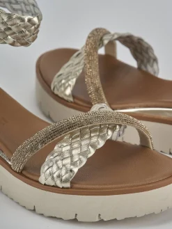 Clearance Sandali zeppa tacco 2cm pelle Donna Sandali Zeppa